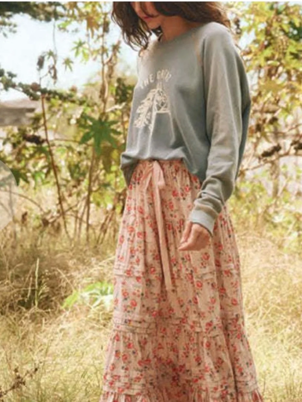 THE GREAT. THE PASTORAL SKIRT - PINK ROSE PRINT Sz 3 NWT